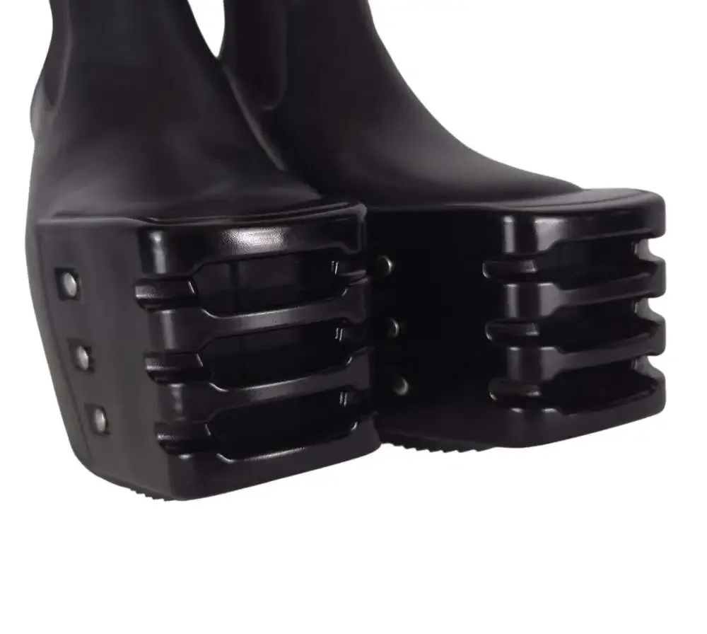 Rick Owens Grilled Kiss Boots US 8 EU 41 Mens Black Clear Transparent $2885